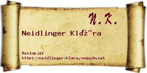 Neidlinger Klára névjegykártya